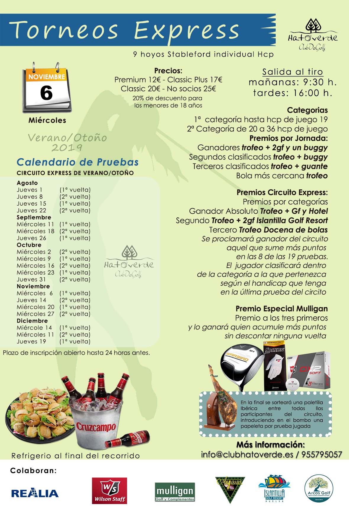 TORNEO EXPRESS MIÉRCOLES 6 NOVIEMBRE  (salidas a las 9:30h y a las 16h)